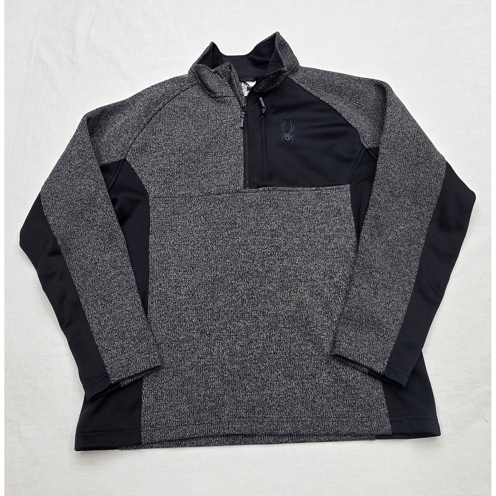 Spyder Gray 1/4 Zip Fleece Mock Neck Thermal Sweatshirt Men's Size Unknown